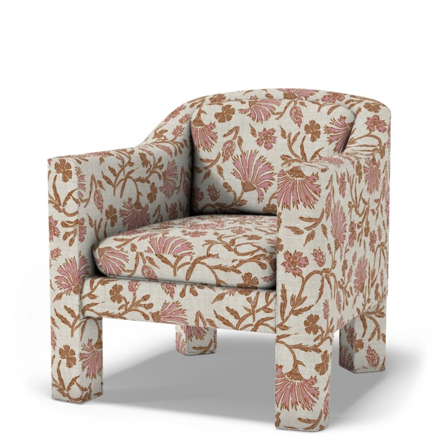 A boho pink floral chair