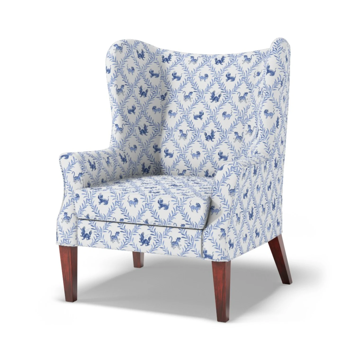 A luxurious blue chinoiserie chair