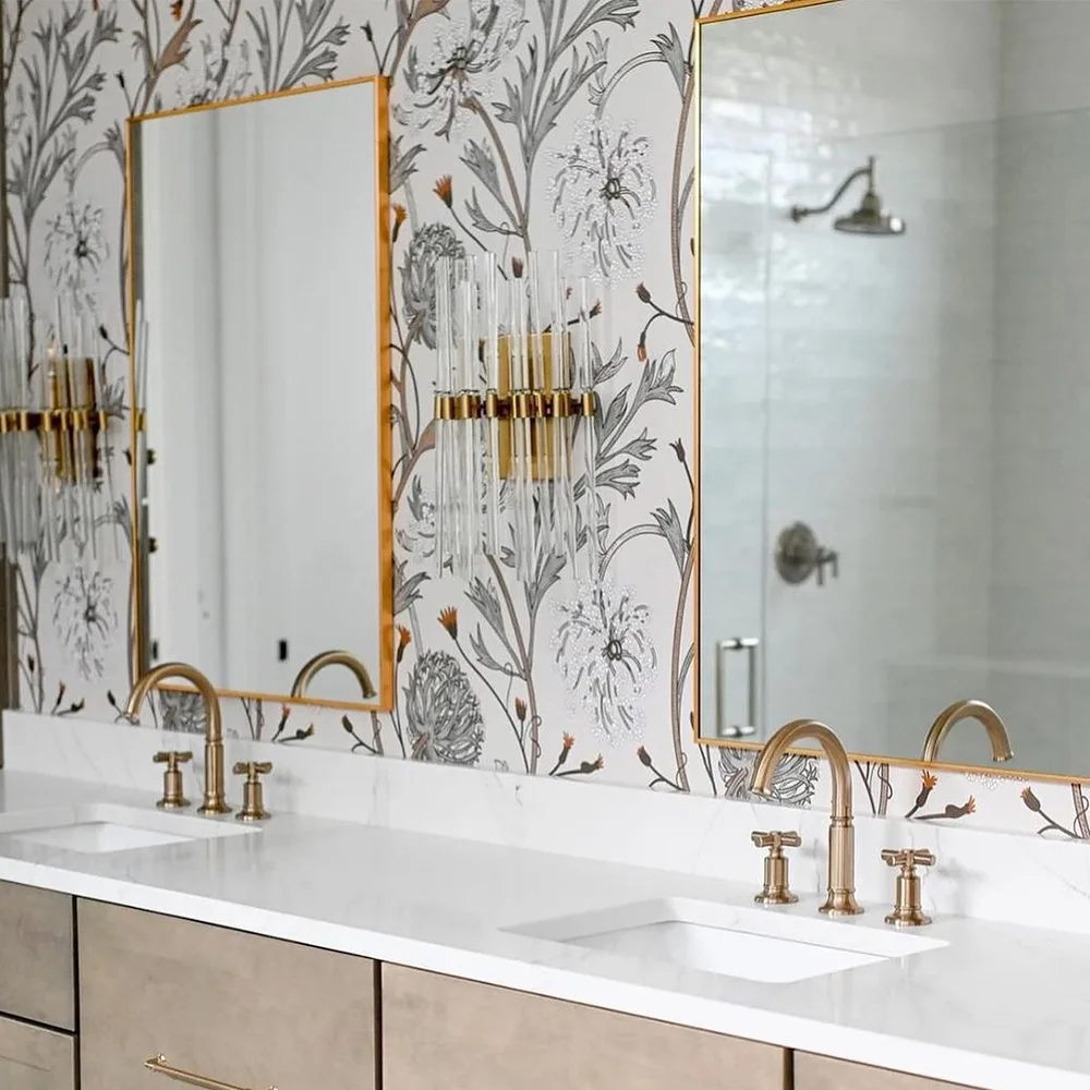 Queen Anne's Lace Wallpaper by two_brds in a bathroom.