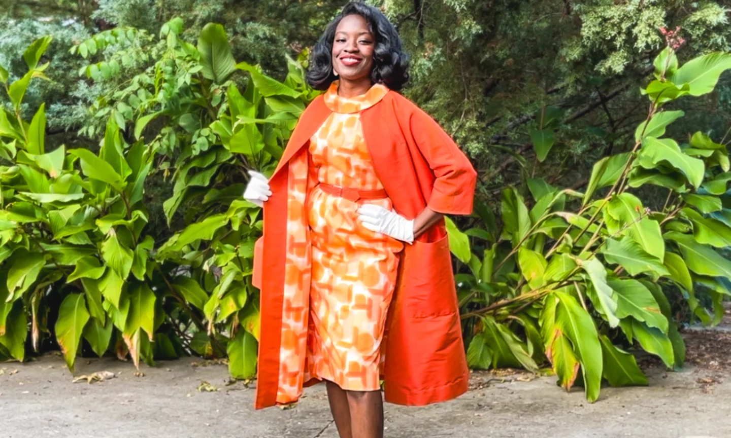 Turquoise and pink floral dress made with lightweight Wide Cotton Sateen 3.5oz